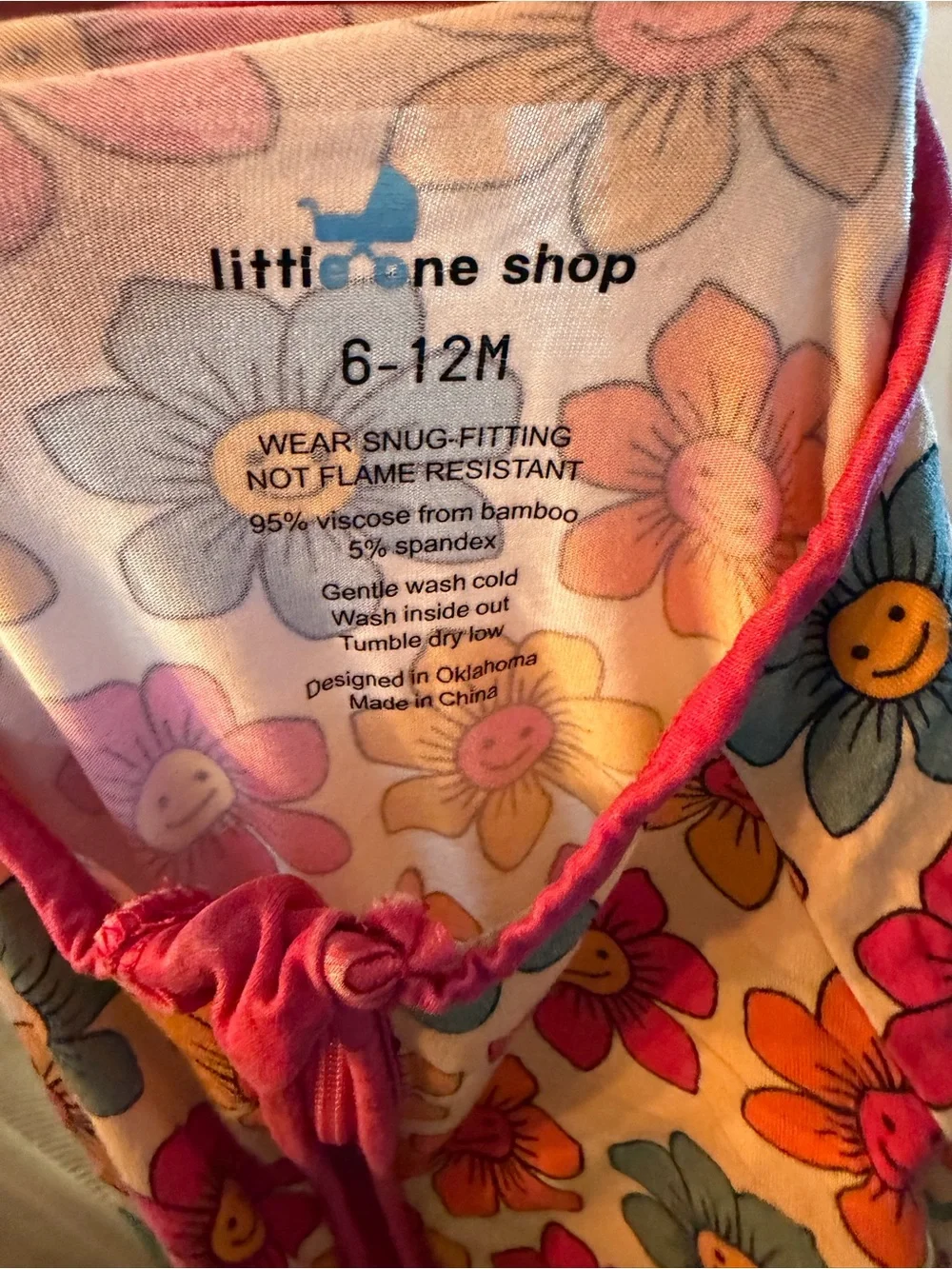 Girls Pink Floral Zip-Up Footie Pajamas